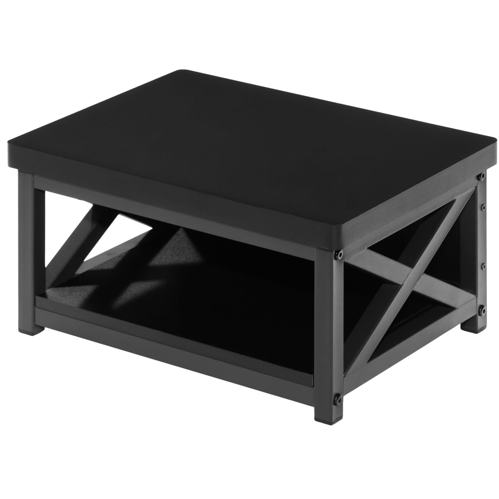Wooden Step Stool Bed Storage Shelf Black Stepping Footrest Foot Stool