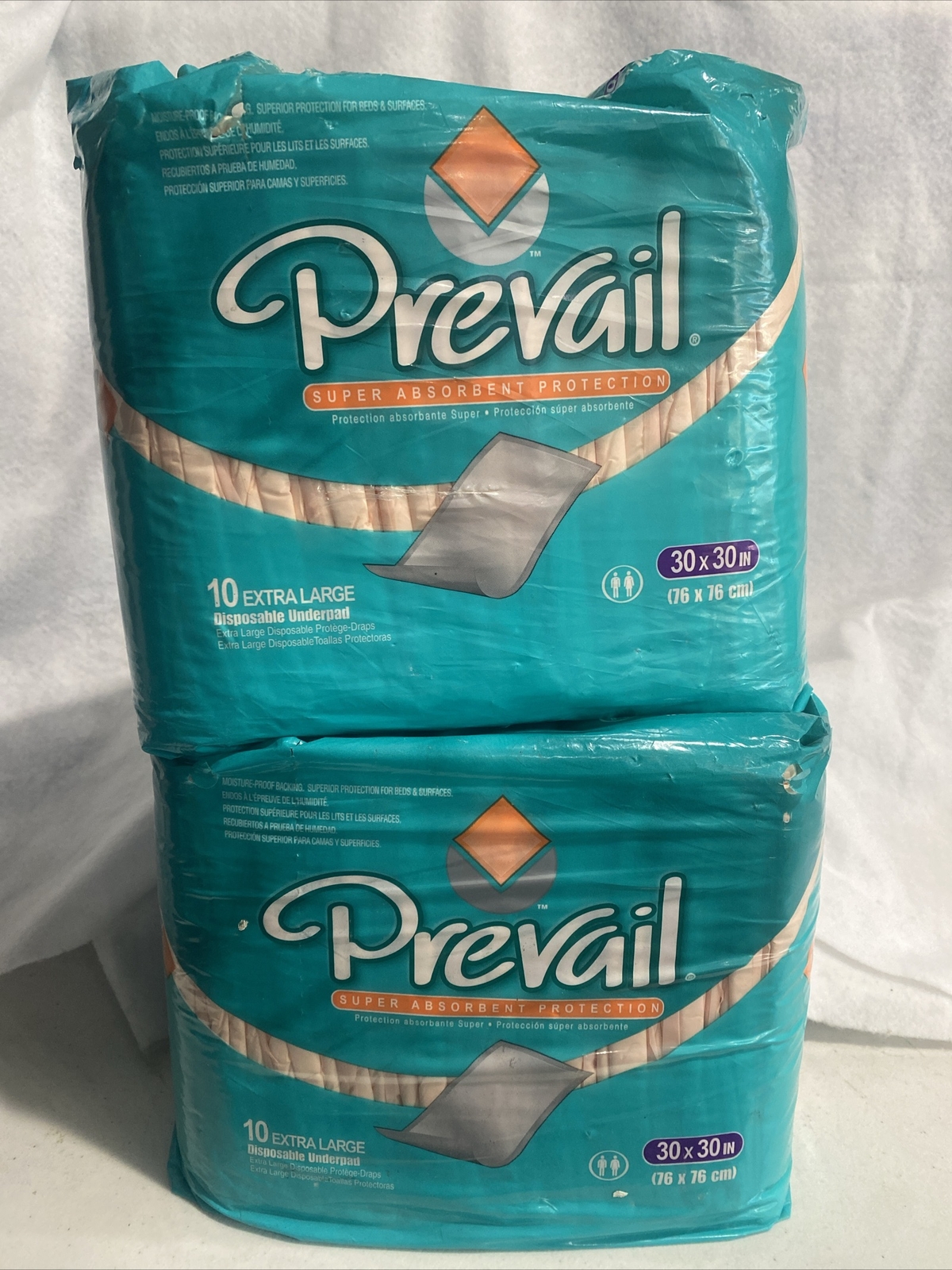 2X 10CT 30×30 Prevail Heavy Absorbency Disposable Incontinence Bed Underpad Pads