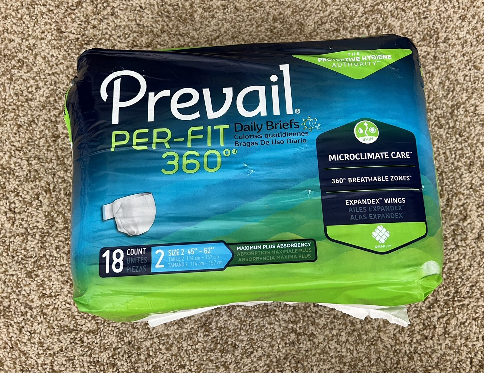Prevail Per-Fit 360 Daily Brief (Size 2) 45″-62″, Maximum Plus (18 Count)