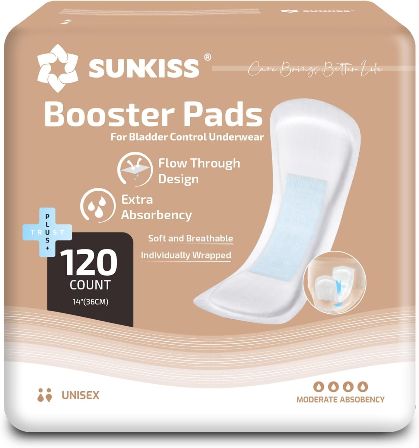 Trustplus Booster Pads 15″ X 4″, Extra Absorbency for Adult Incontinence Diapers