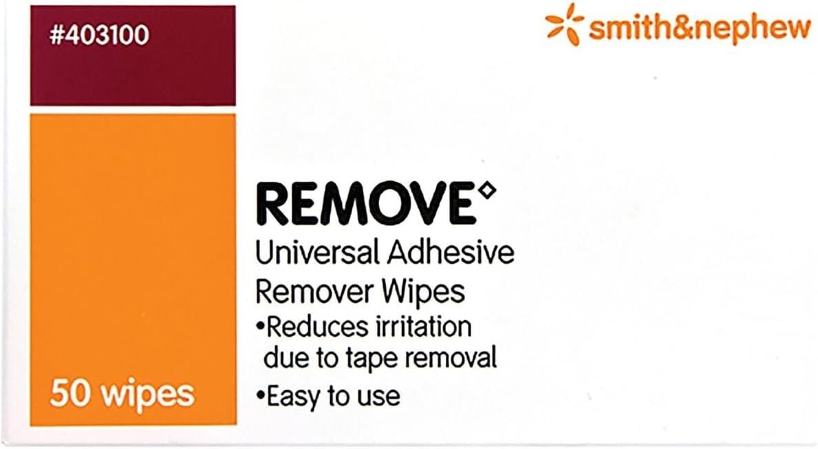 Non-Irritating 50-Count Wipes for Easy Adhesive Removal with Aloe Moisturization