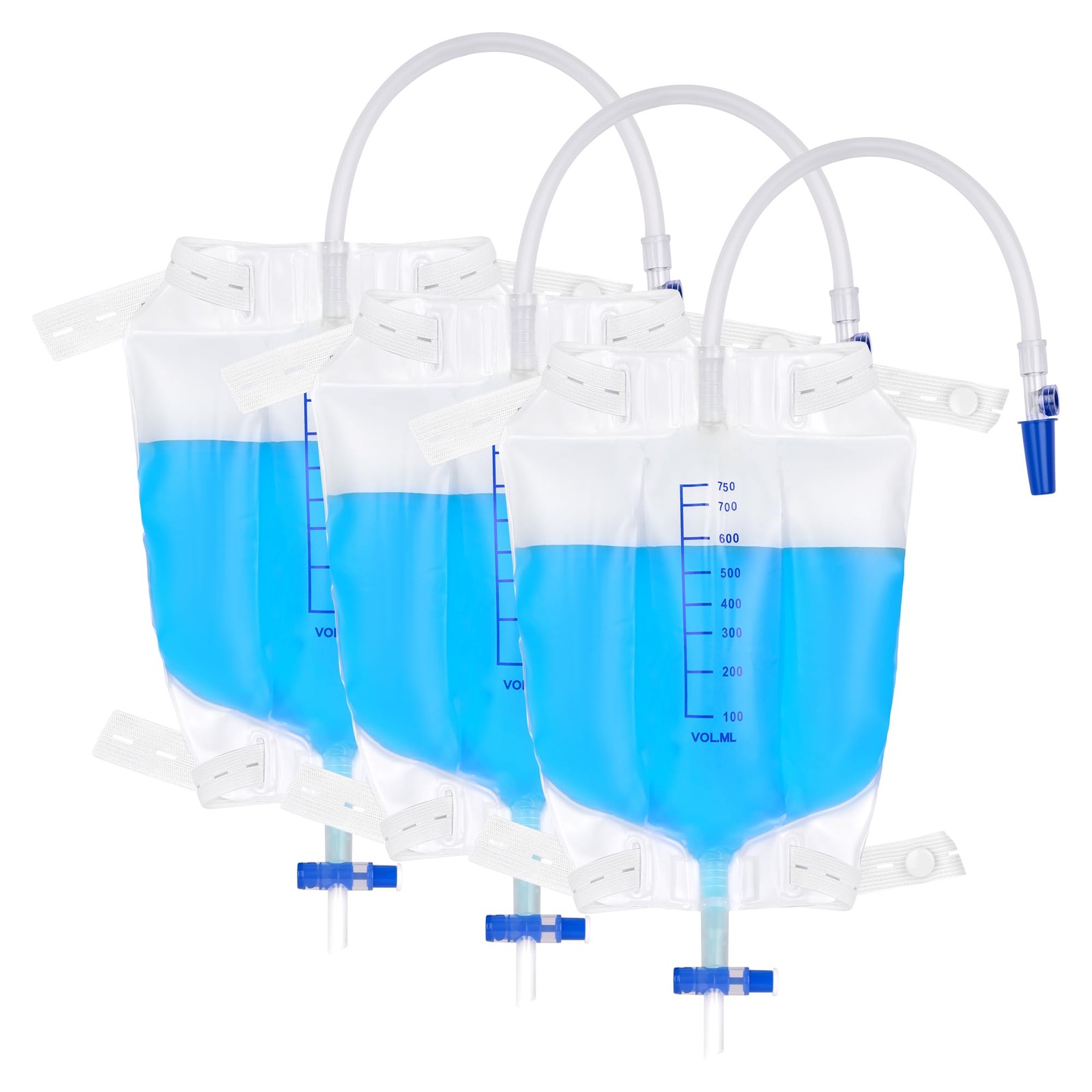 750 mL Catheter Leg Bag for Men and Women 3 Pack Urinary Drainage Bag with An…