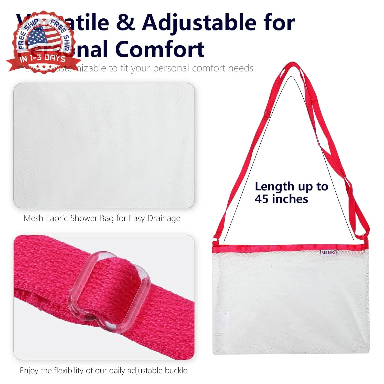 Mastectomy Drainage Pouch and Shower Support, Pink | Adjustable, Comfort