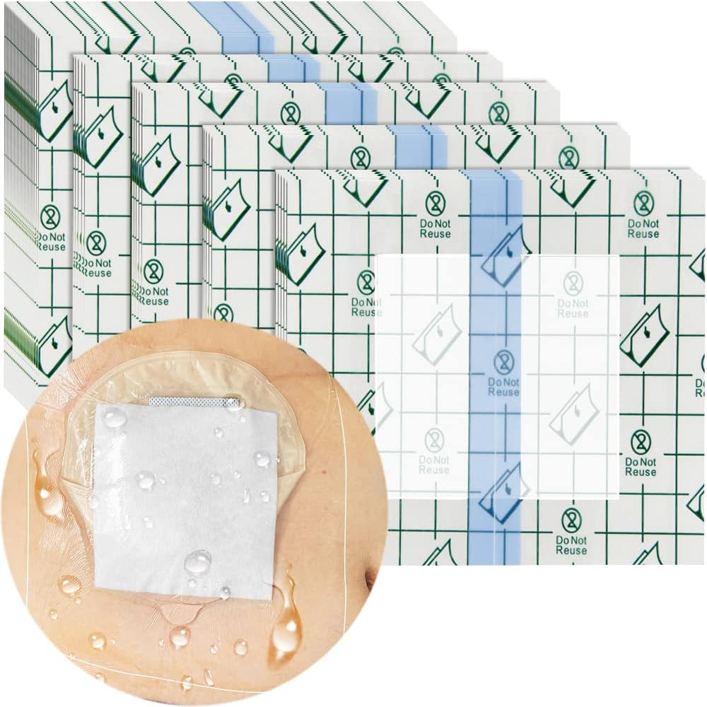 25 Pcs Waterproof Stoma Shower Cover 9″X9″, Ostomy Bag Protector Shield Film Ban