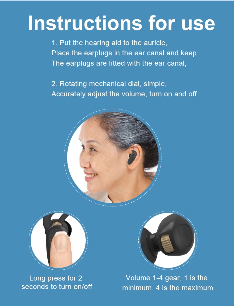 Rechargeable Hearing Aids for Seniors w/ Noise Cancellation & Case