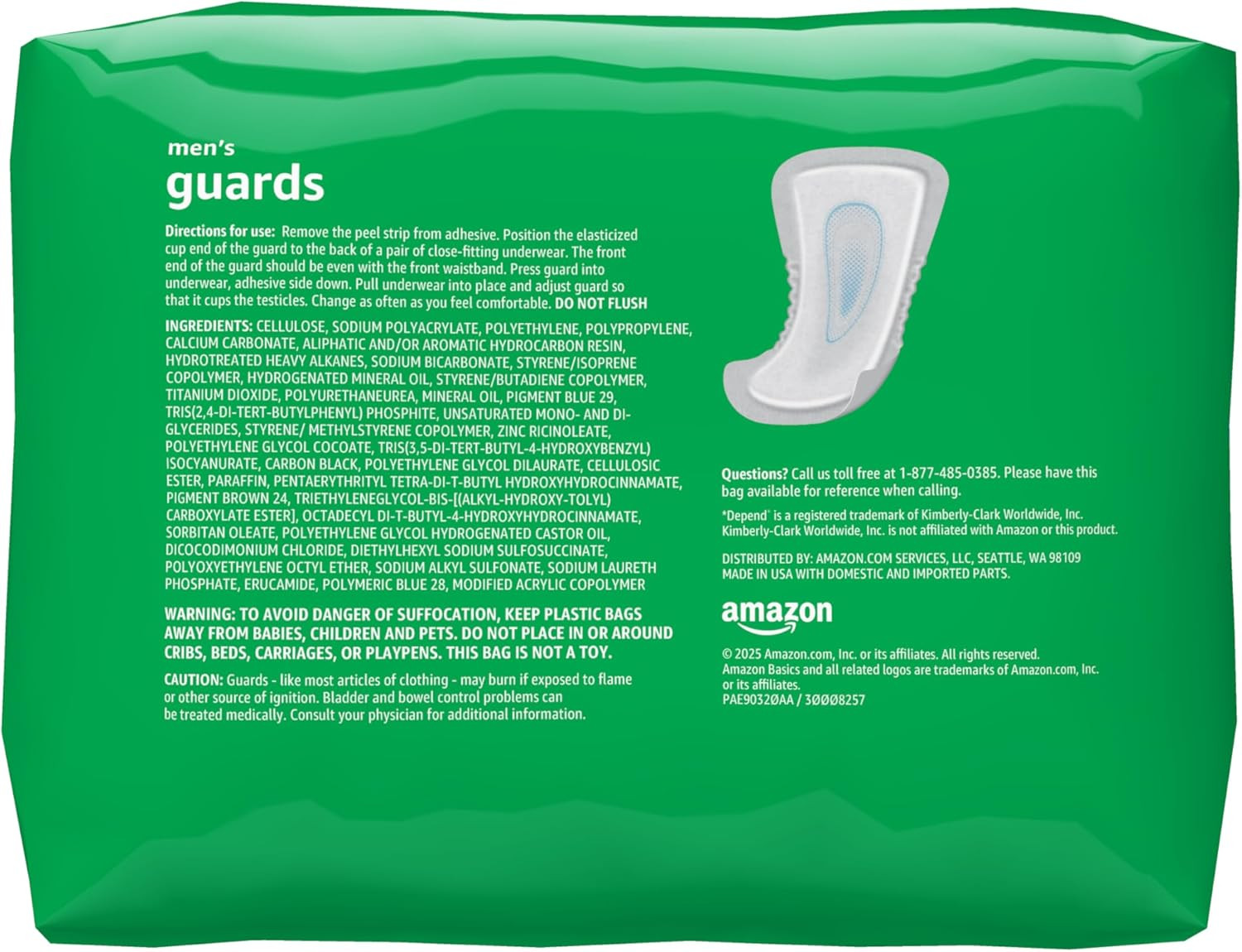 Amazon Basics Incontinence Guards for Men, Maximum Absorbency, 104 Count, 2 Pack