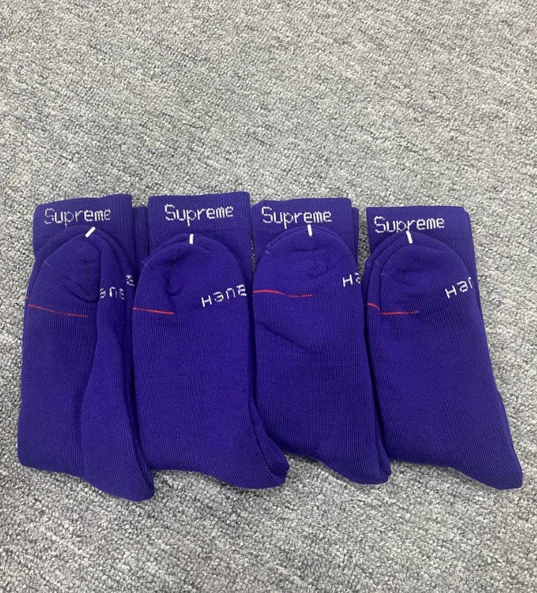 Supreme x Hanes Crew Socks 4 Pack Purple Mens 6-12 New Streetwear – ON SALE