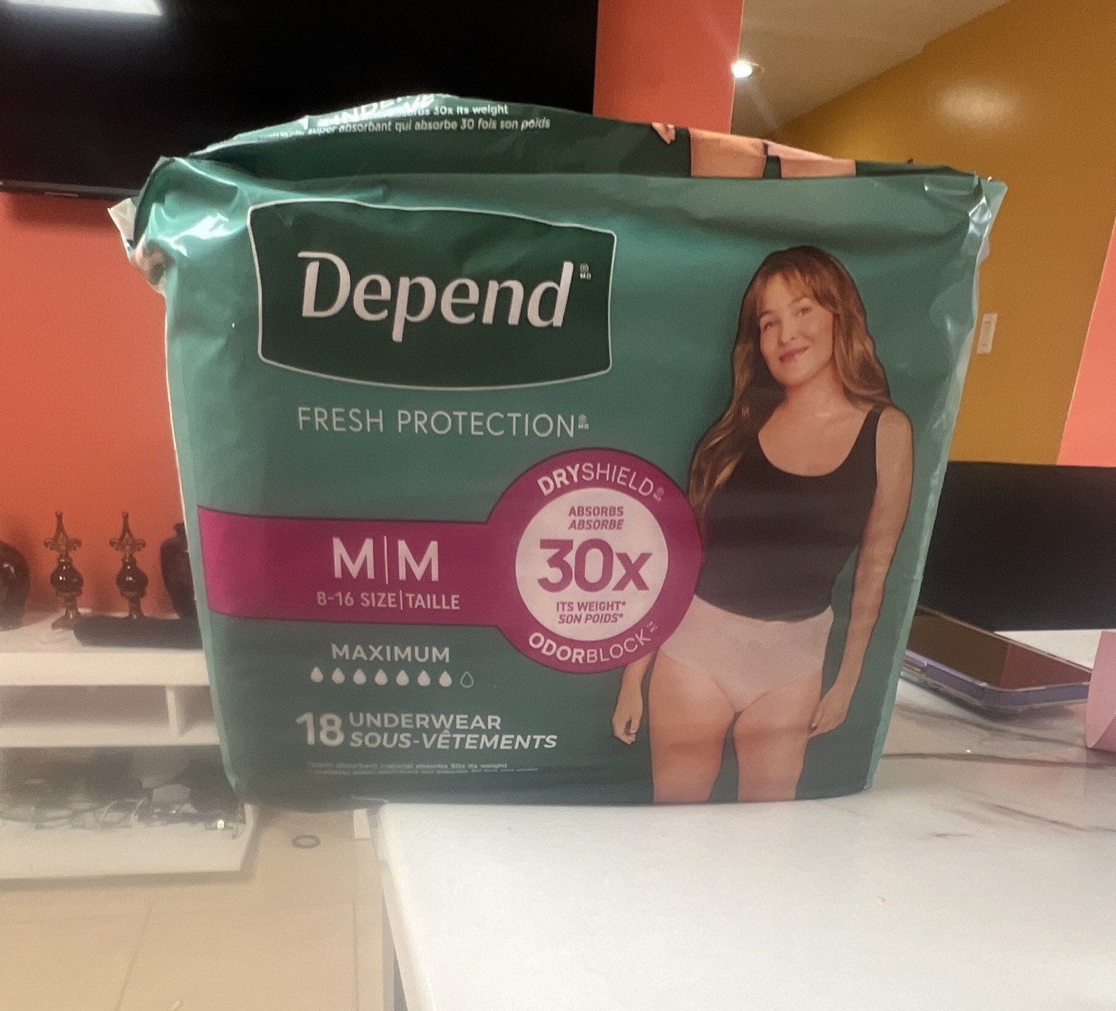 Depend Fresh Protection Women’s Incontinence Pants Max Absorbency M 18 ct