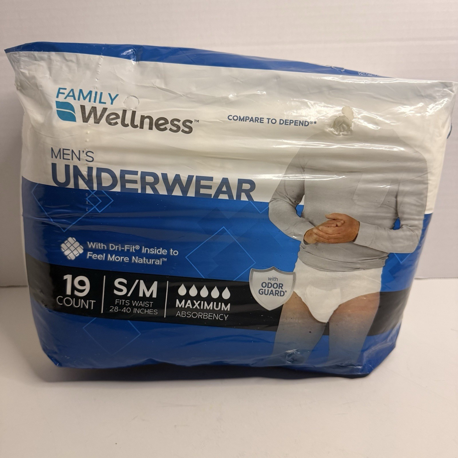 Family Wellness Incontinence Pants S/M 19 Ct Max Absorbency 28-40” Odor Guard