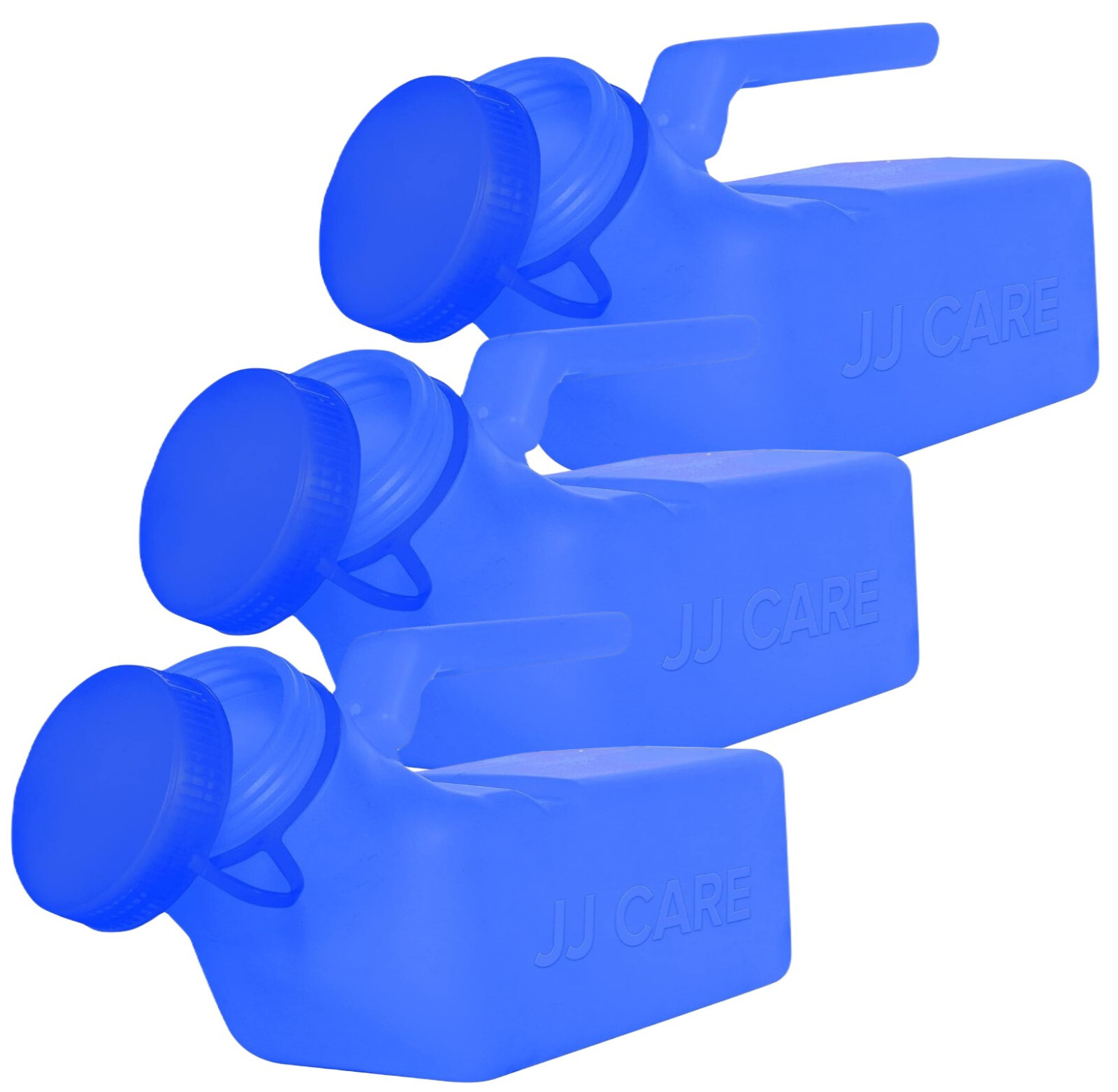 JJ CARE Screw Cap 1000ml Urinal Bottles – Blue, Set of 3