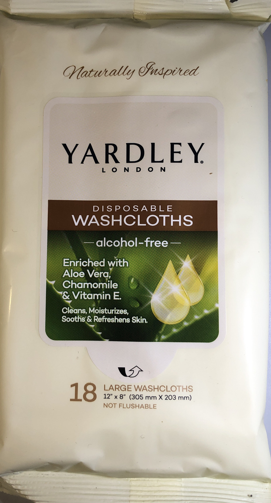 Adult Disposable Washcloths By Yardley London Pk Of 18 Large 12” x 8”-NEW-SHIP24