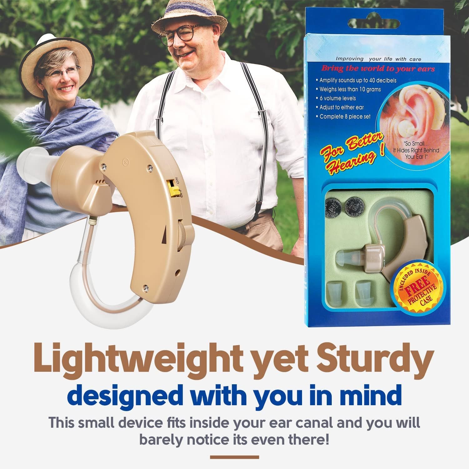 Comfortable BTE Hearing Aids with Adjustable Features & Adaptive Noise Control
