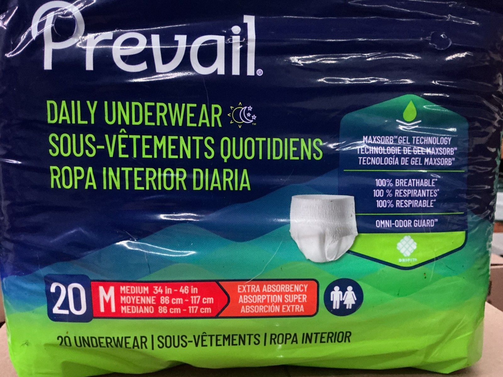 Prevail Daily Disposable Underwear Extra Absorbency Size M White – 80 count
