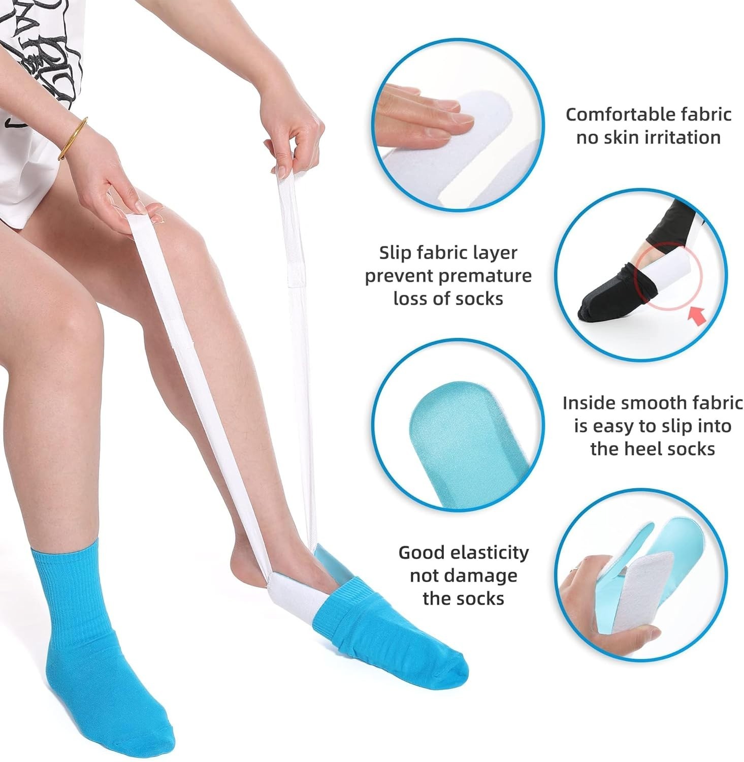 Soft Sock Aid & Adjustable Clip-Strap Pants Assist for Limited Mobility Users