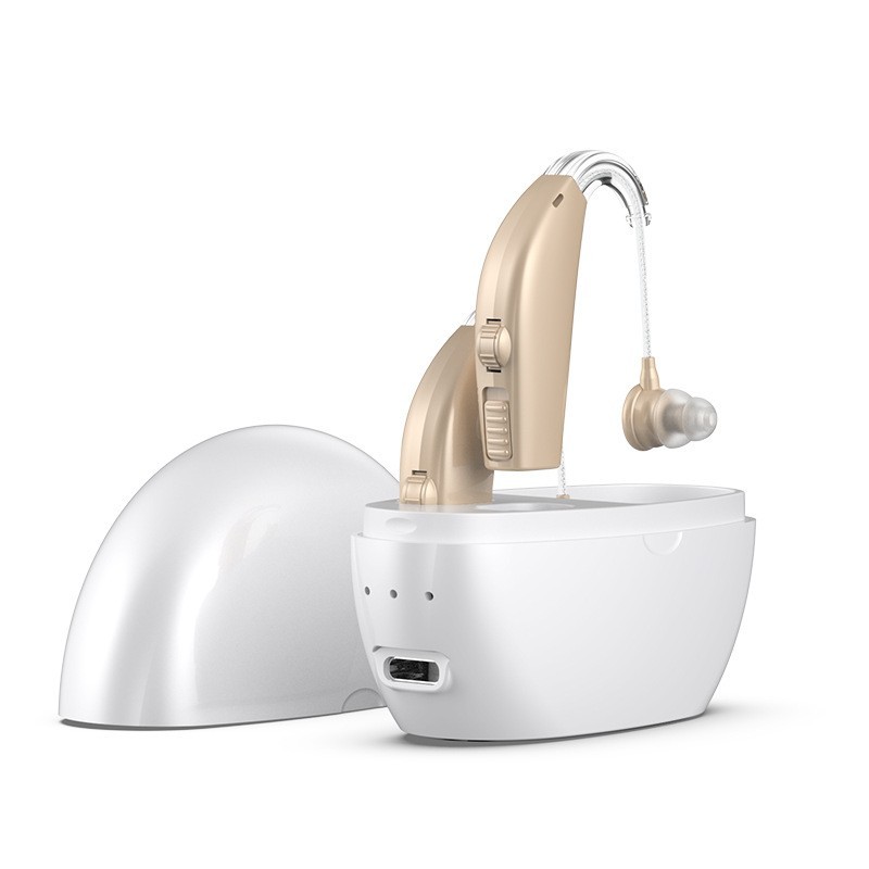 Rechargeable BTE Hearing Amplifier Sound Enhancer HD Noise Reduction w/ Case