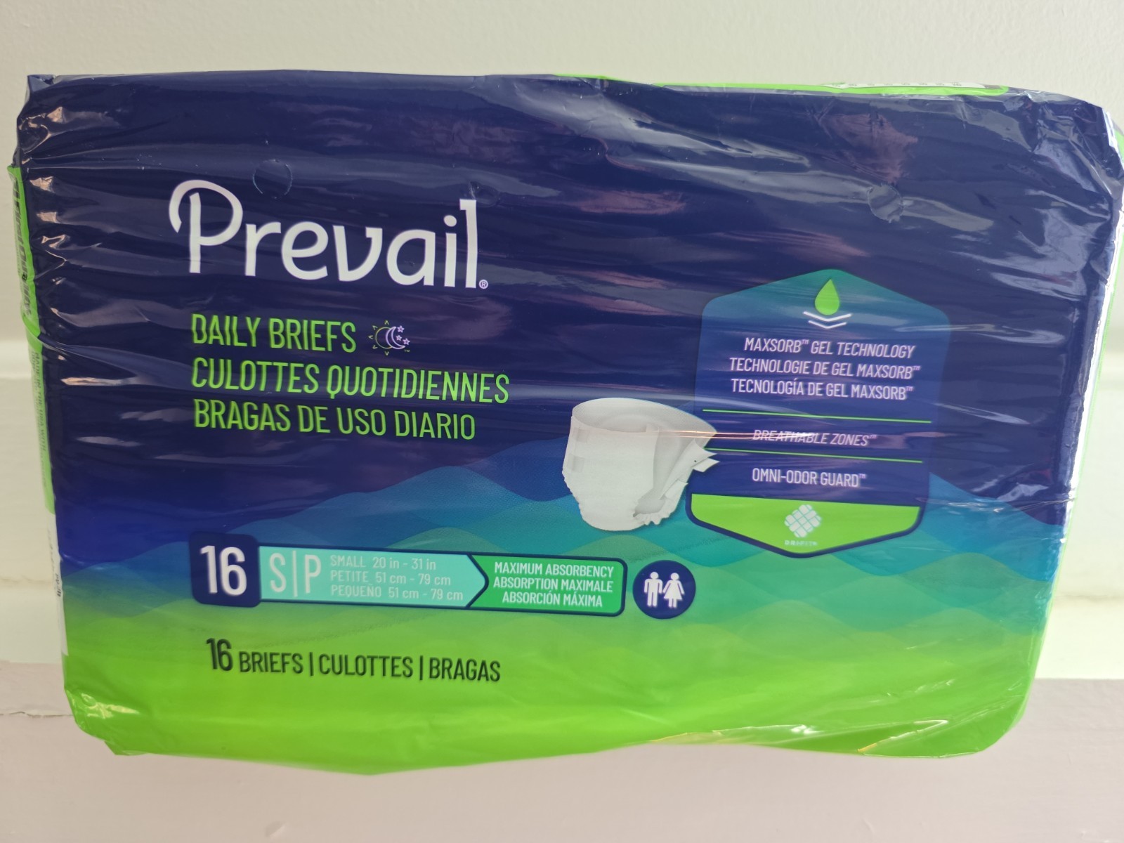 Prevail Adult Small Daily Brief 16 Count 20″-31″ Pull Up Diapers