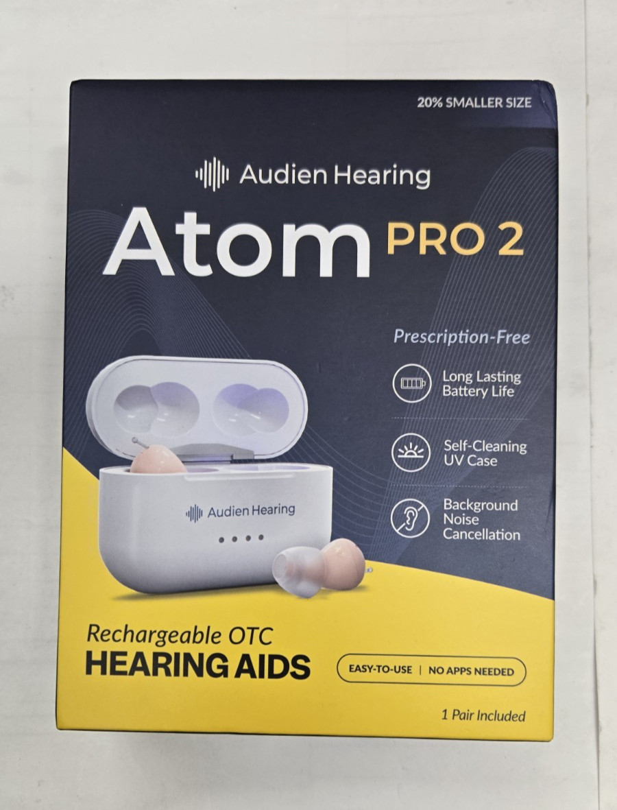 *NEW* Audien Hearing Atom Pro 2 Rechargeable OTC Hearing Aids *SEALED*NIB*