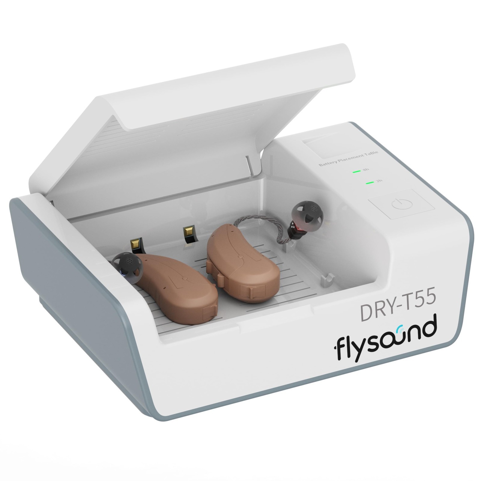 Hearing Aid Dryer Dehumidifier Box with LED Light, USB Powered, 2H/8H Modes, Aut