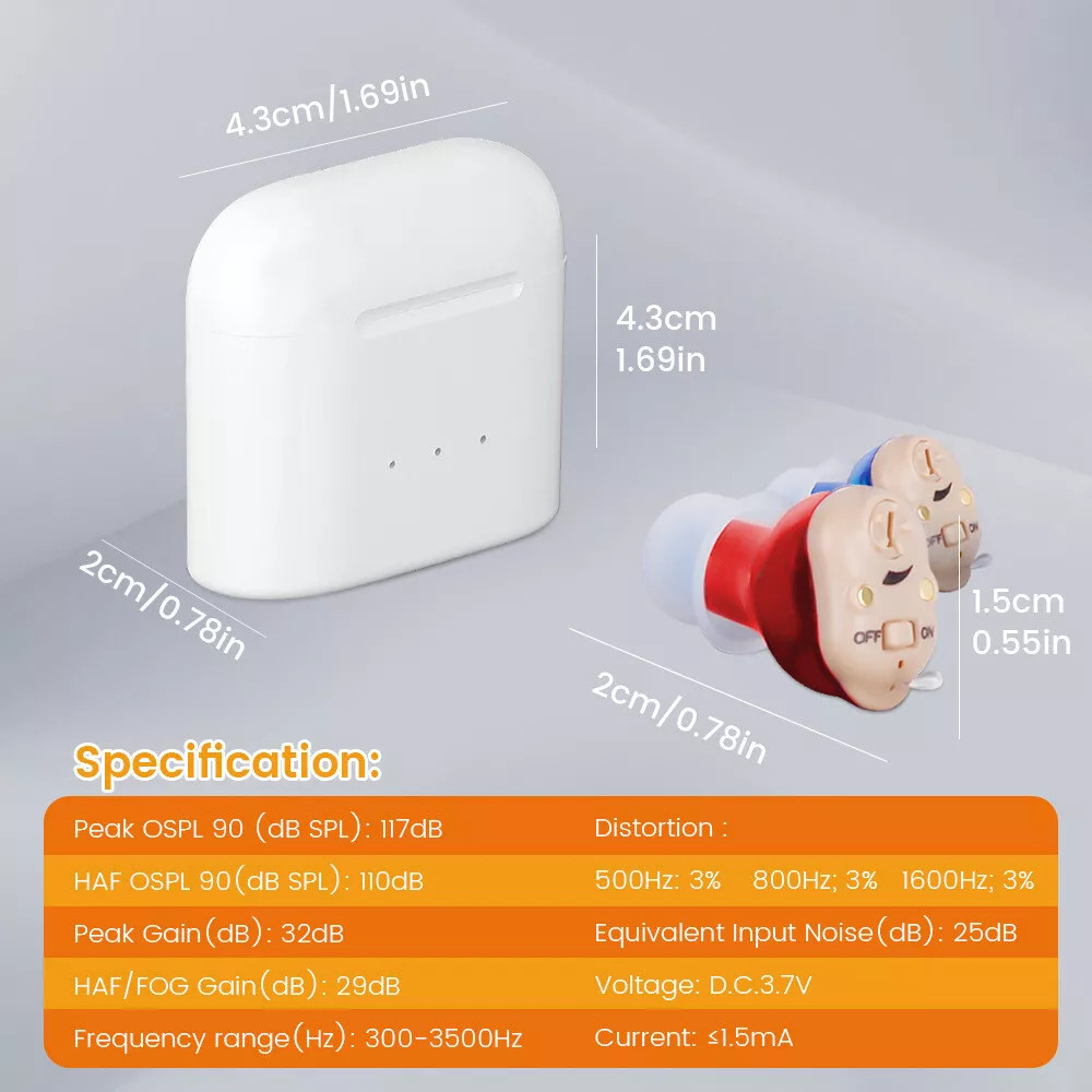 1 Pair Invisible Hearing Aids MiNi Digital Sound Amplifier Enhancer With Battery