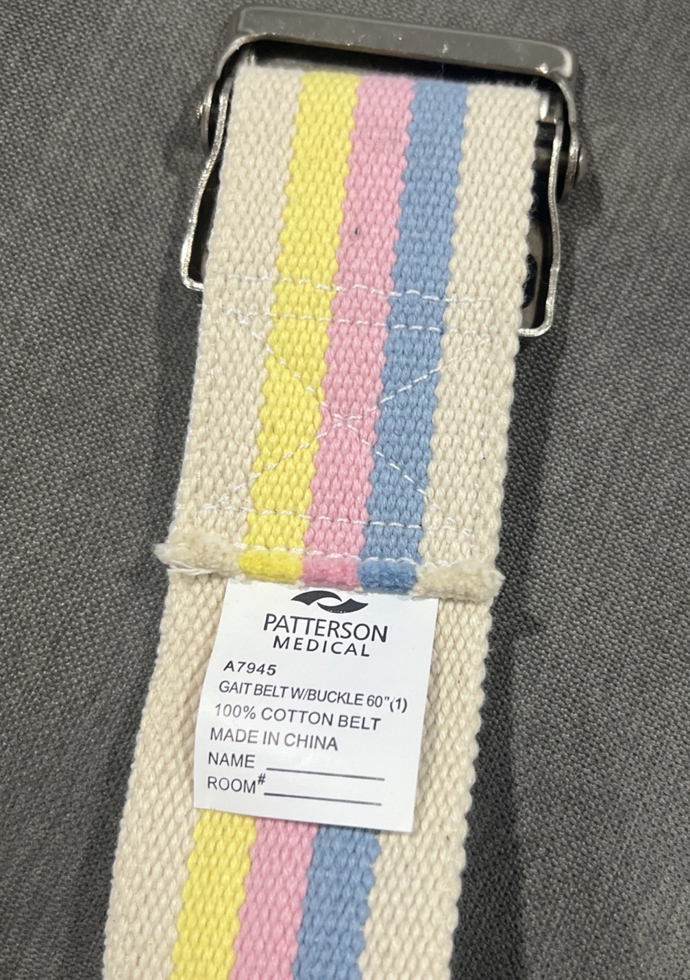 Lot of 2 Gait Belt w/Metal Buckle 60” & 55” Striped Rainbow and Navy Blue EUC