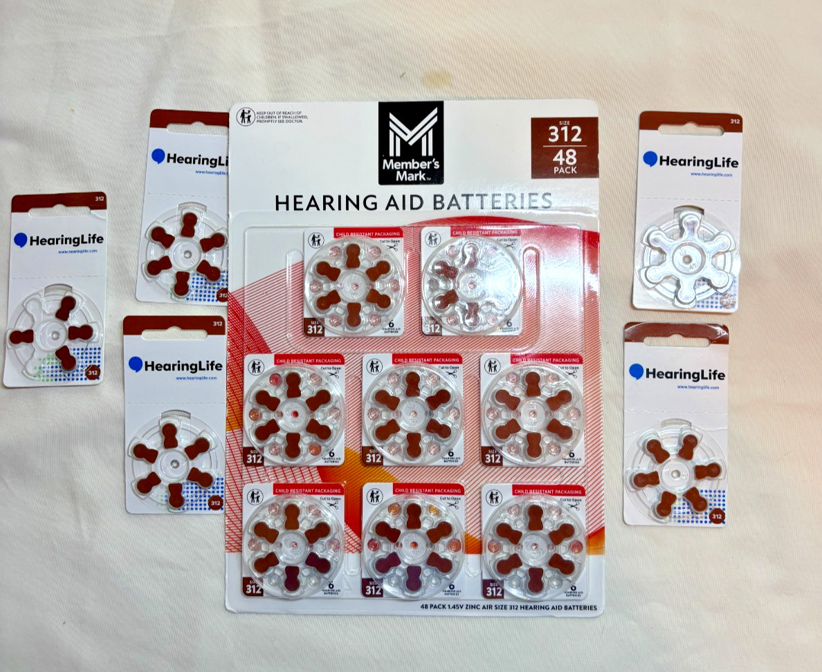 Lot of NEW 76 Hearing Aid Batteries #312, 1.45 Volt, Zinc Air