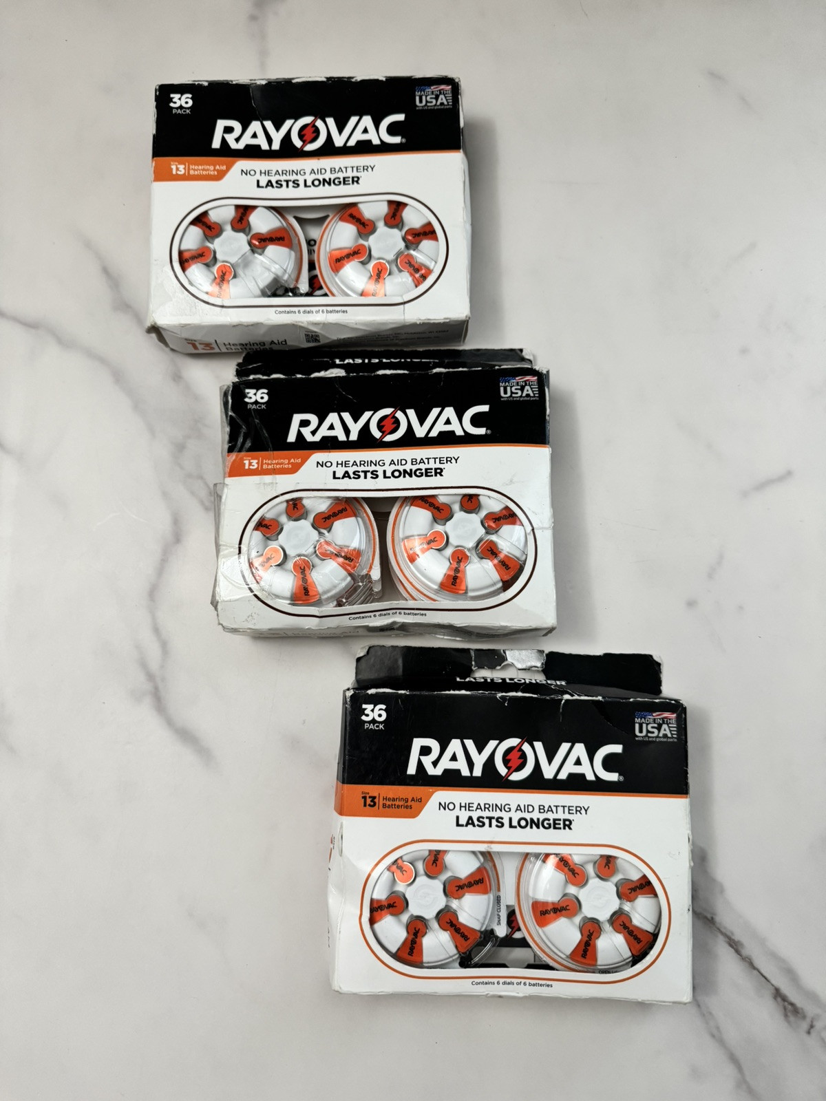 RayoVac Size 13 Hearing Aid Batteries 36 Pack Expired – 3 BOXES 24 HR Shipping