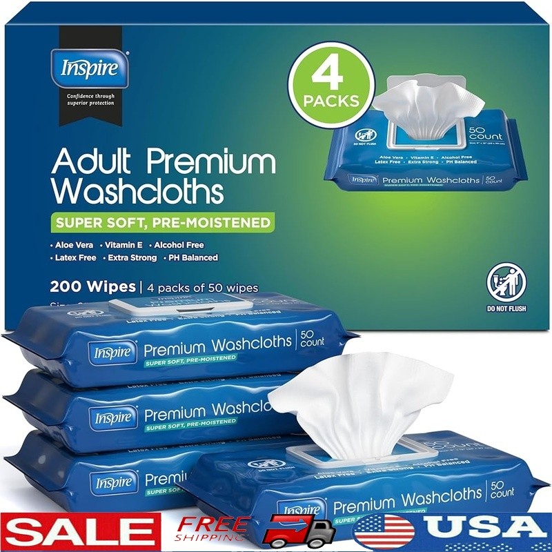 Aloe Vera Disposal Wipes Adults Moist Cleaning Bathing Caregivers 8×12 Inches US