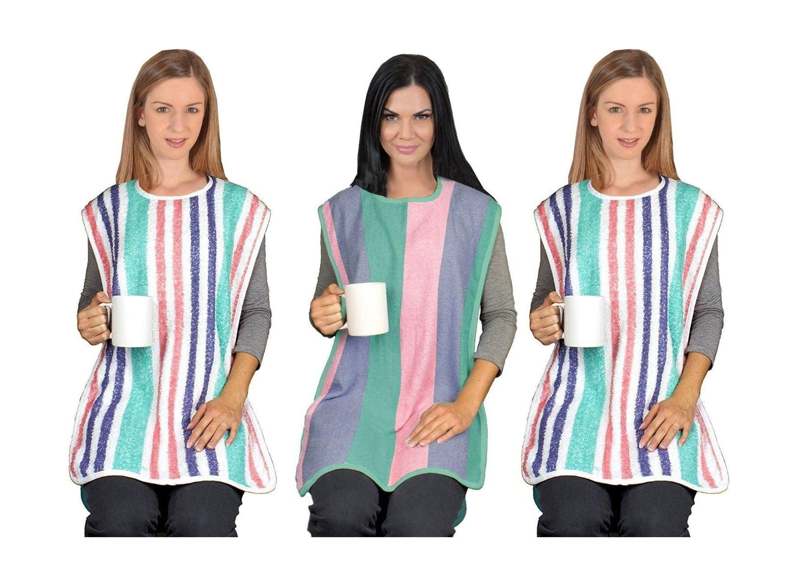 Long Length Adult Bibs – 3 Pack – Large Clothing Protectors