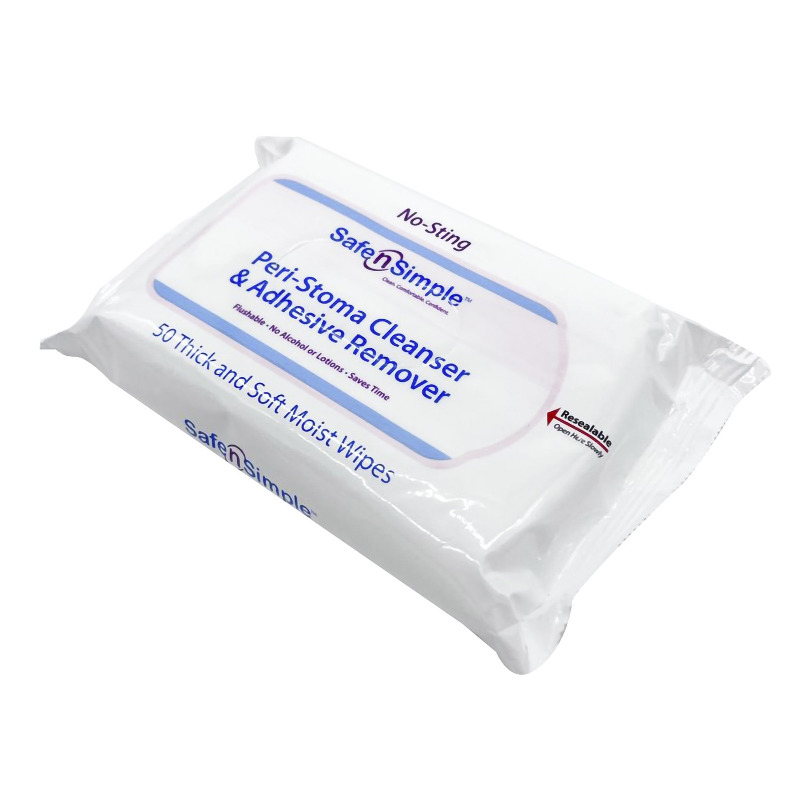 Safe N’ Simple Peri-Stoma Adhesive Remover Wipes ”5 x 7 , 50 Count” 4 Pack