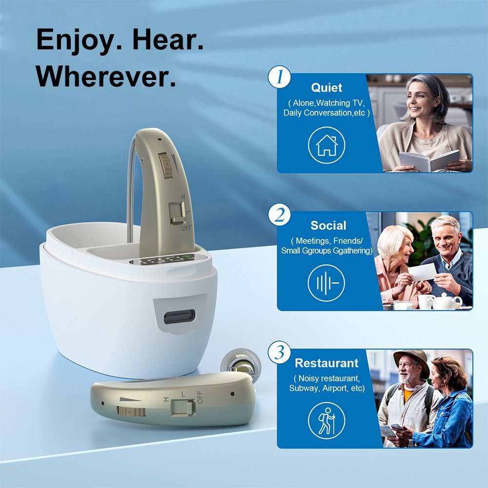 Auxiliary Headphones Sound Amplifier Noise Reduction Rechargeable Hearing Aids