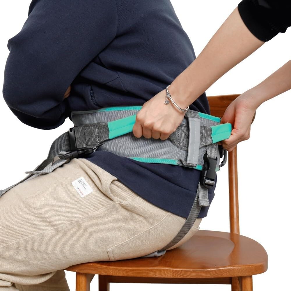 Gait Belt with Handles XL 39″-47″ Green for Elderly Transfer & Physical Therapy