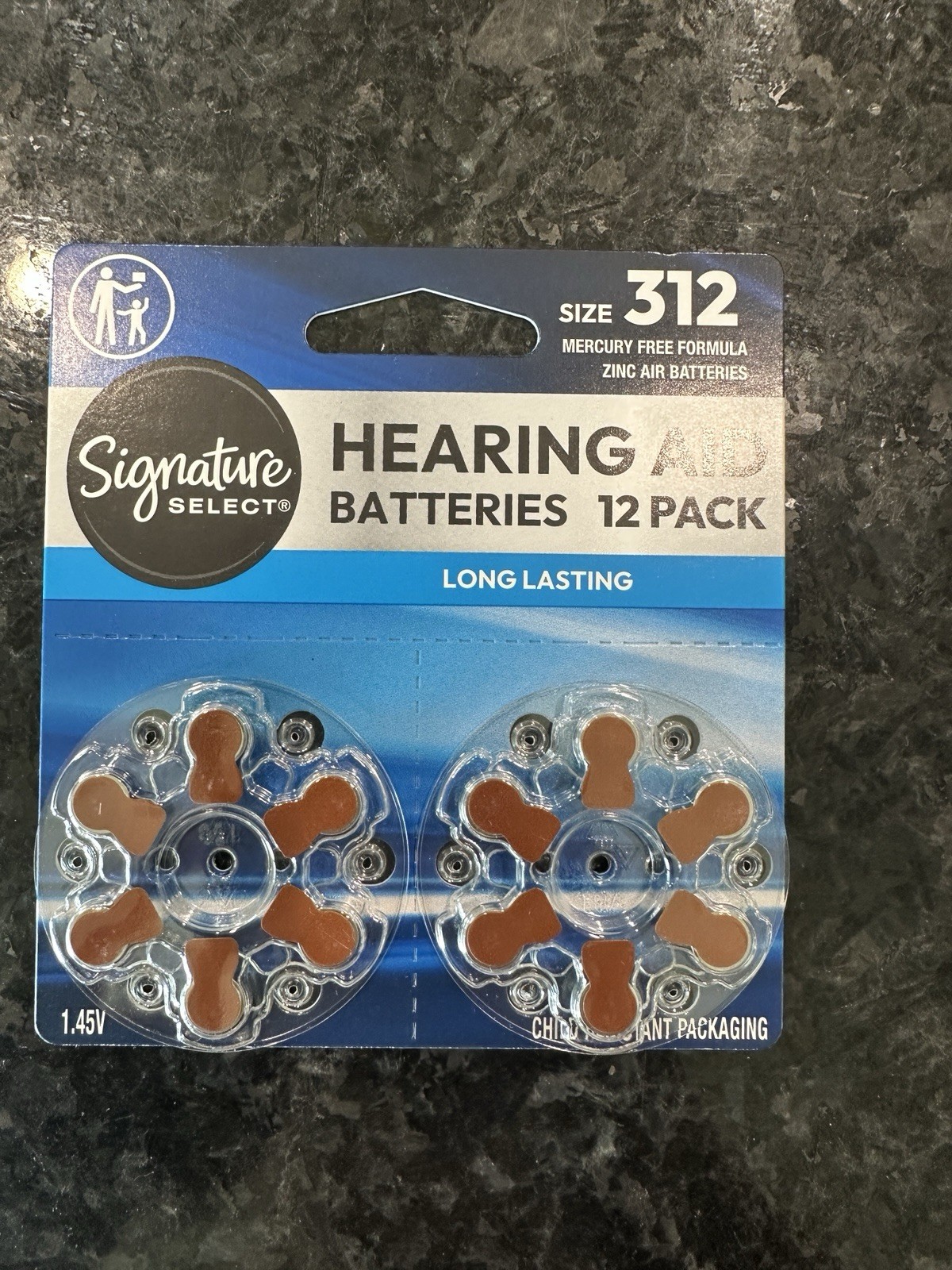 Signature Select Size 312 Hearing Aid Batteries 12 Pack 1.45V Exp: 2/2029