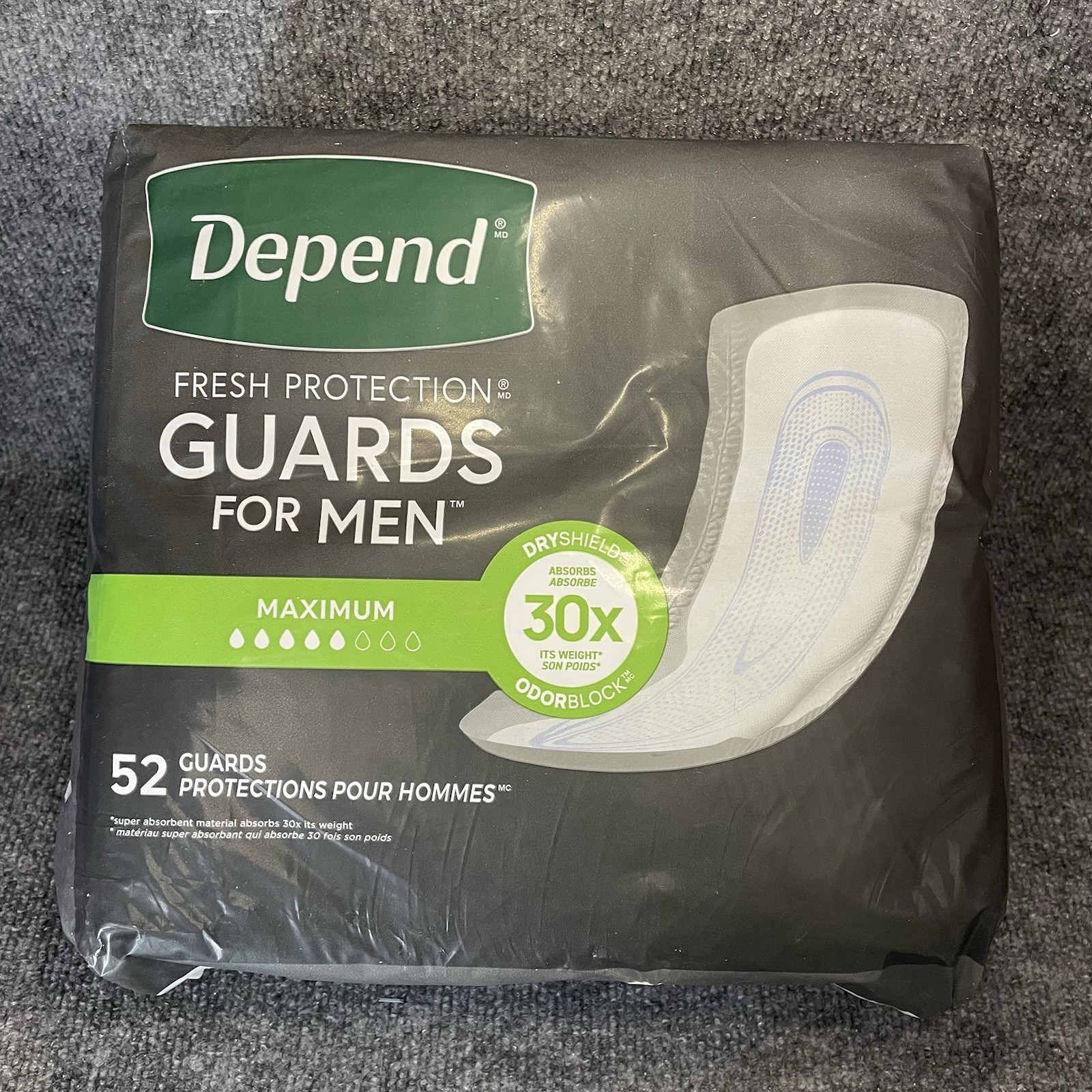 Depend Guards for Men 52 Ct Max Absorbency Incontinence Pads New Sealed Discreet
