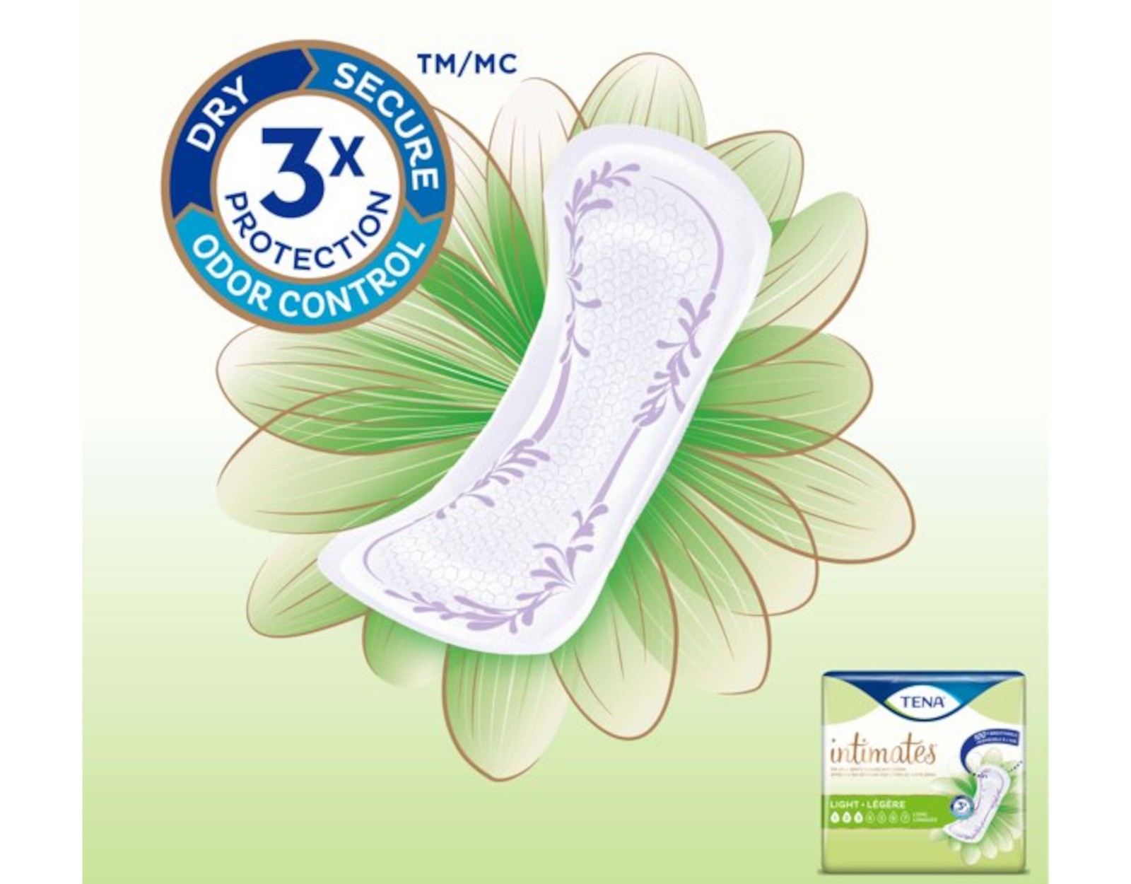 3 Pack of Tena Intimates Ultra Thin Light Incontinence Pad Long, 24 Count