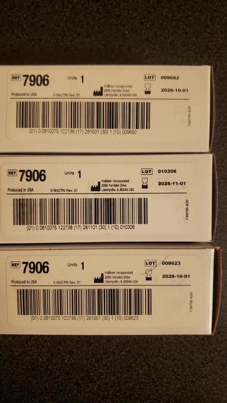 3 Bottles Hollister 7906 Adapt Stoma Powder 1 oz Bottles