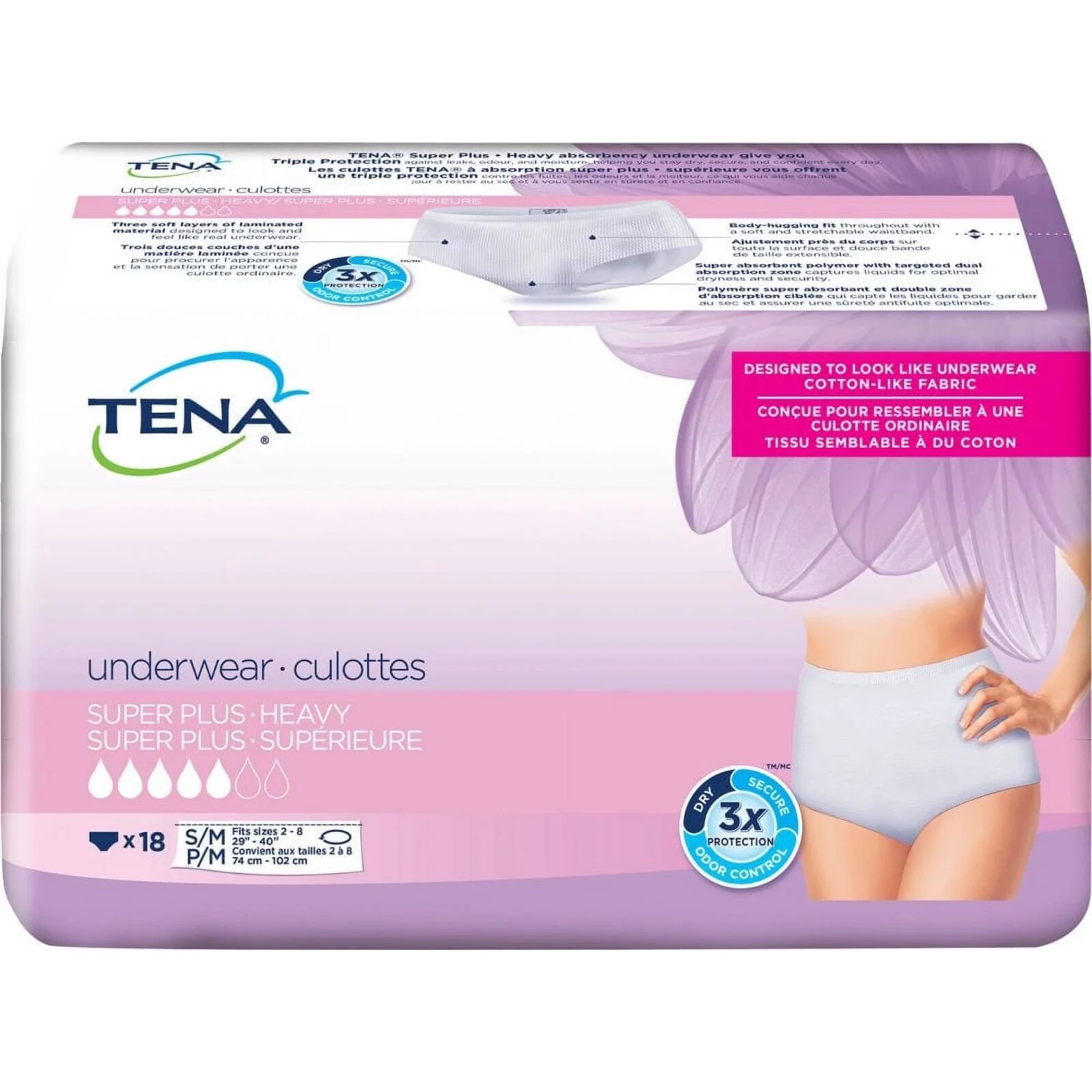 TENA Disposable Underwear Female Small / Medium – Super Plus Heavy – 18 Ct