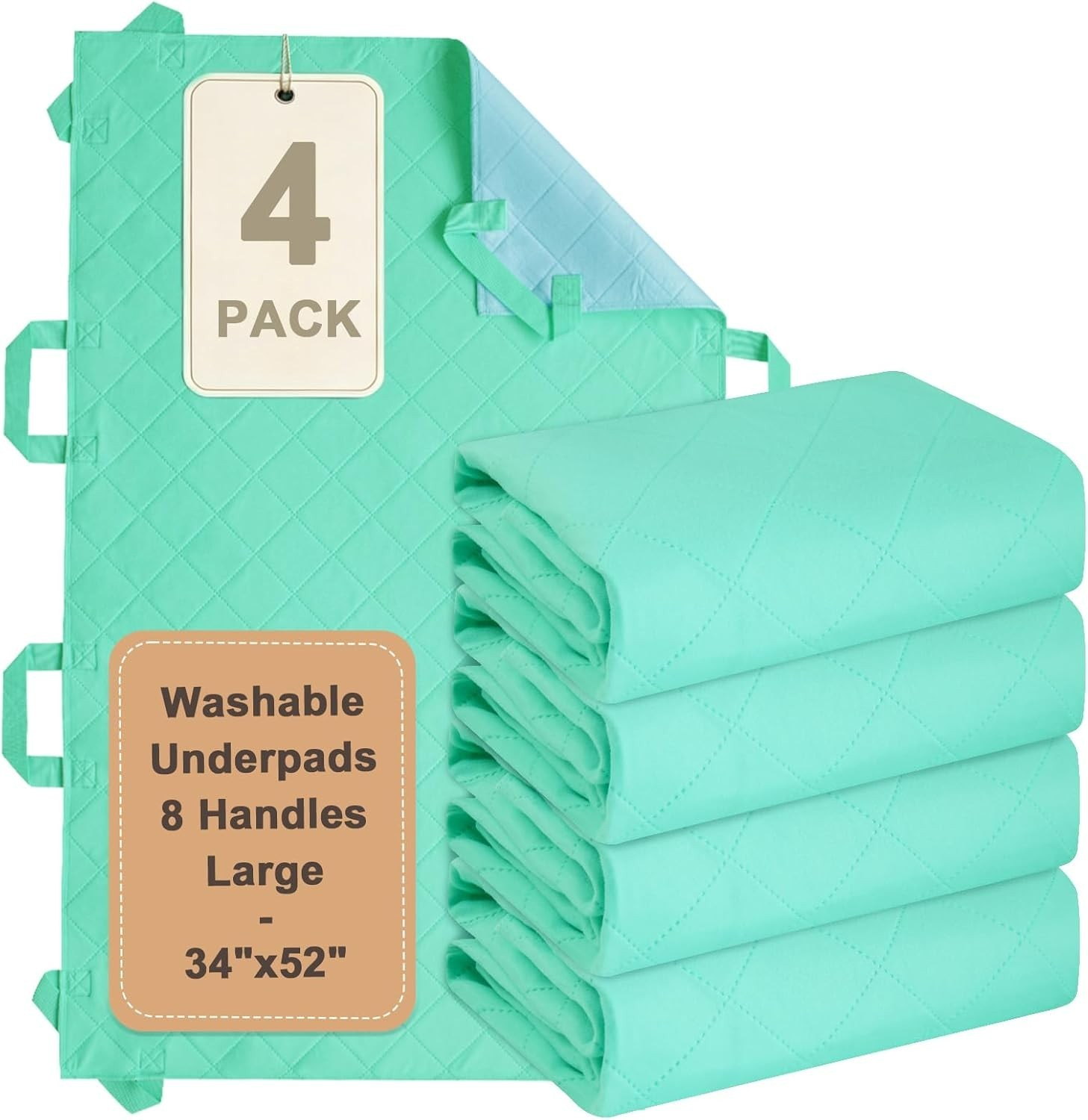 4x Positioning Bed Pad with 8 Handles 34×52 Washable Waterproof Incontinence Pad