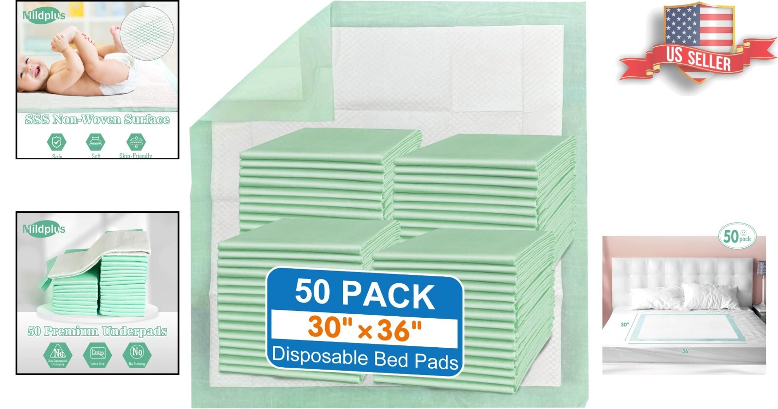 Comfortable and Absorbent 30″x36″ Disposable Bed Pads – 50 Pack for All Ages
