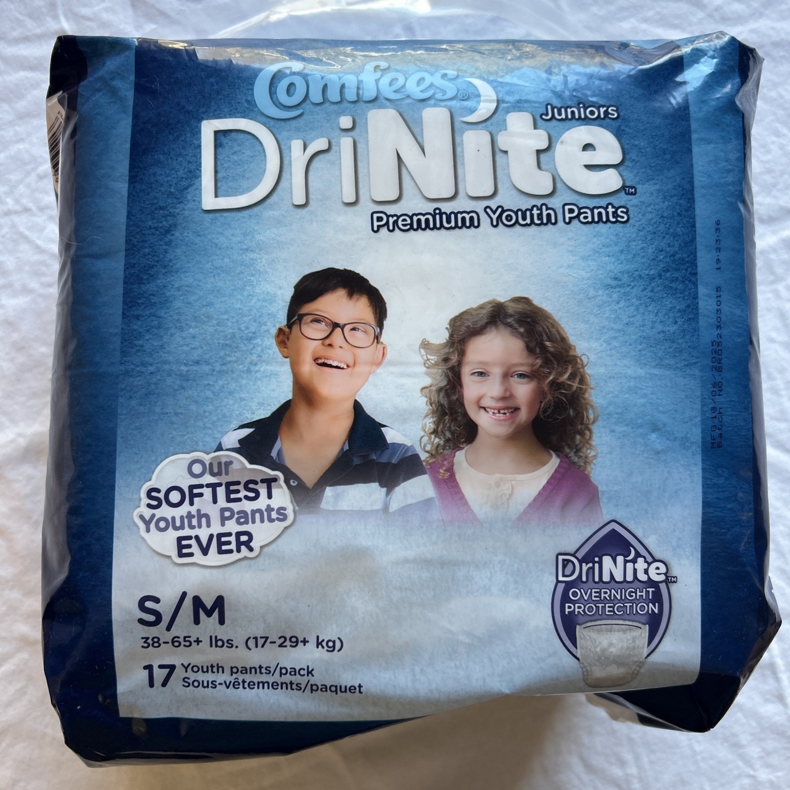 Comfees Diapers DriNite Youth Absorbent Underwear Sz S/M 38-65+lbs