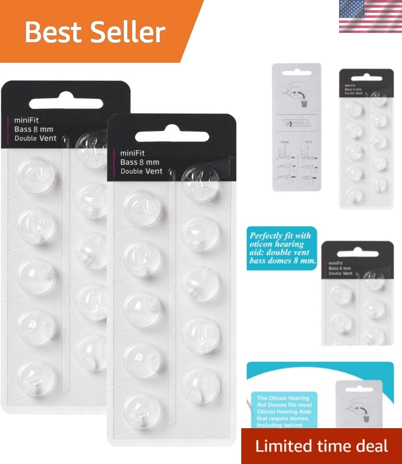 Hearing Aid Domes for Oticon Replacements, Oticon Minifit Double Vent Bass Do…