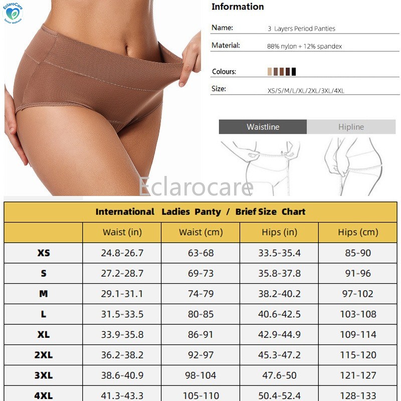 6pcs Period Underwear Women 3-Layer Leak Protection Ventilation holes cotton