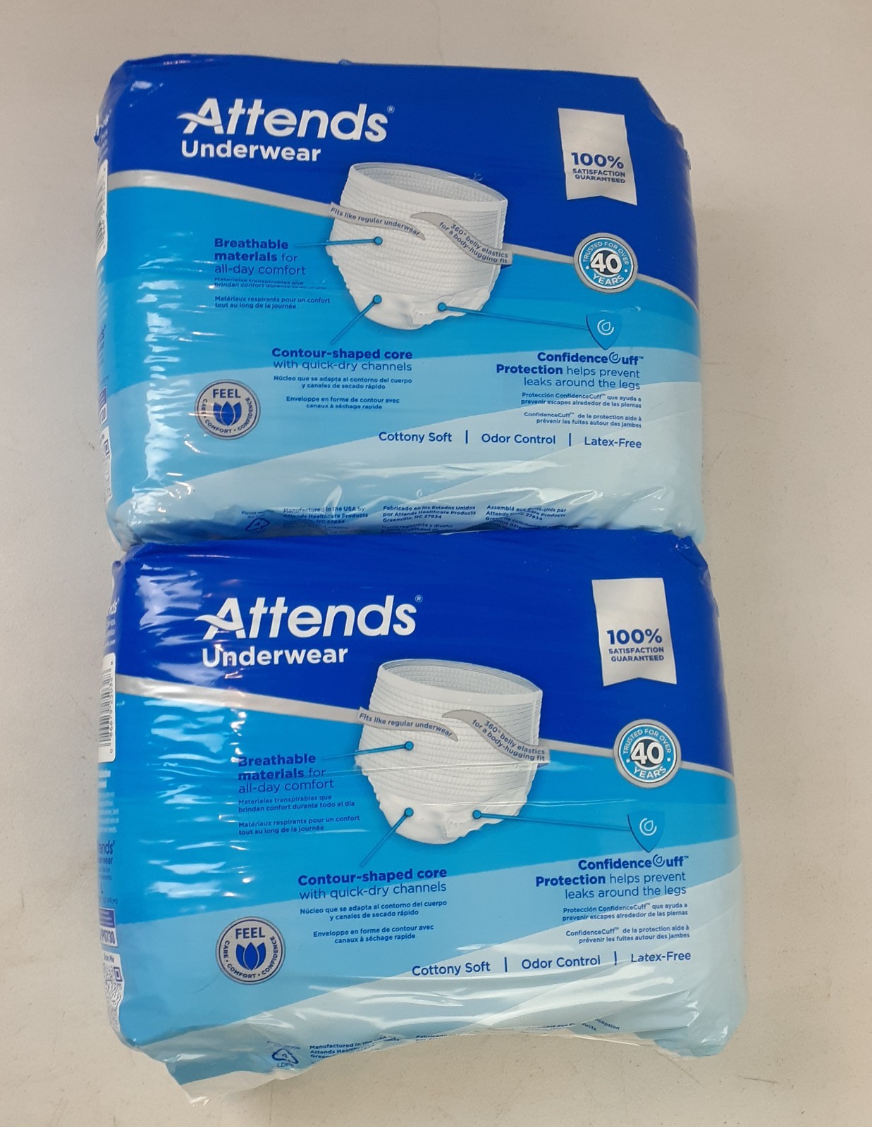 2 Pk Attends Underwear Ultimate Absorbency Large (2×18) 36 Count 44″-58″ APP0730