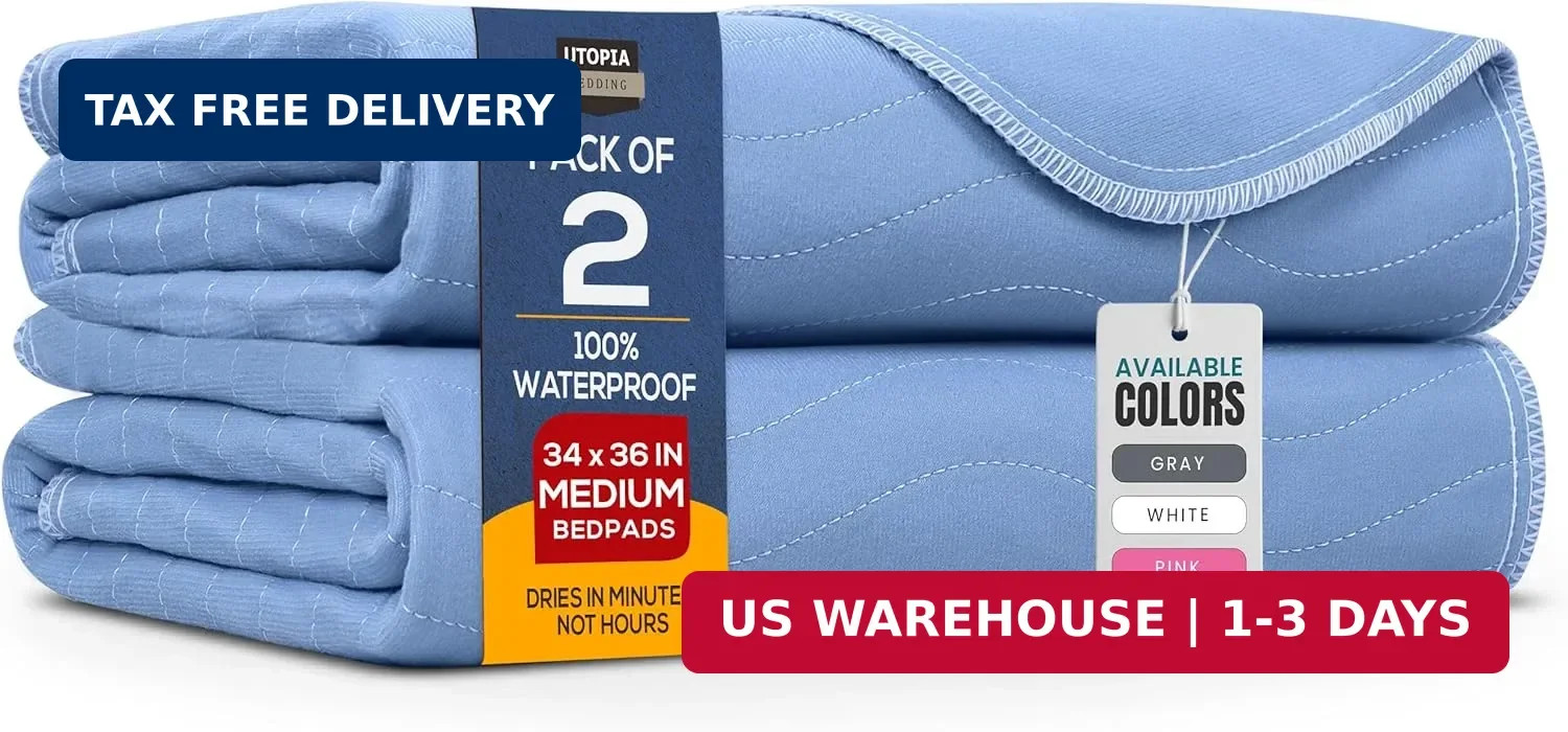 Utopia Bedding Washable Underpads 34″ x 36″ (Pack of 2), Waterproof Reusable Hea