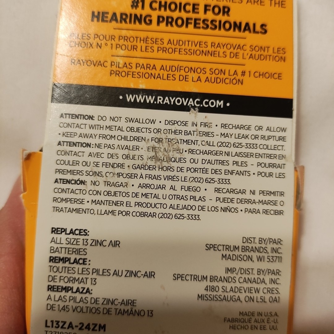 Rayovac Hearing Aid Batteries 24 Pk New, See Pictures For Details