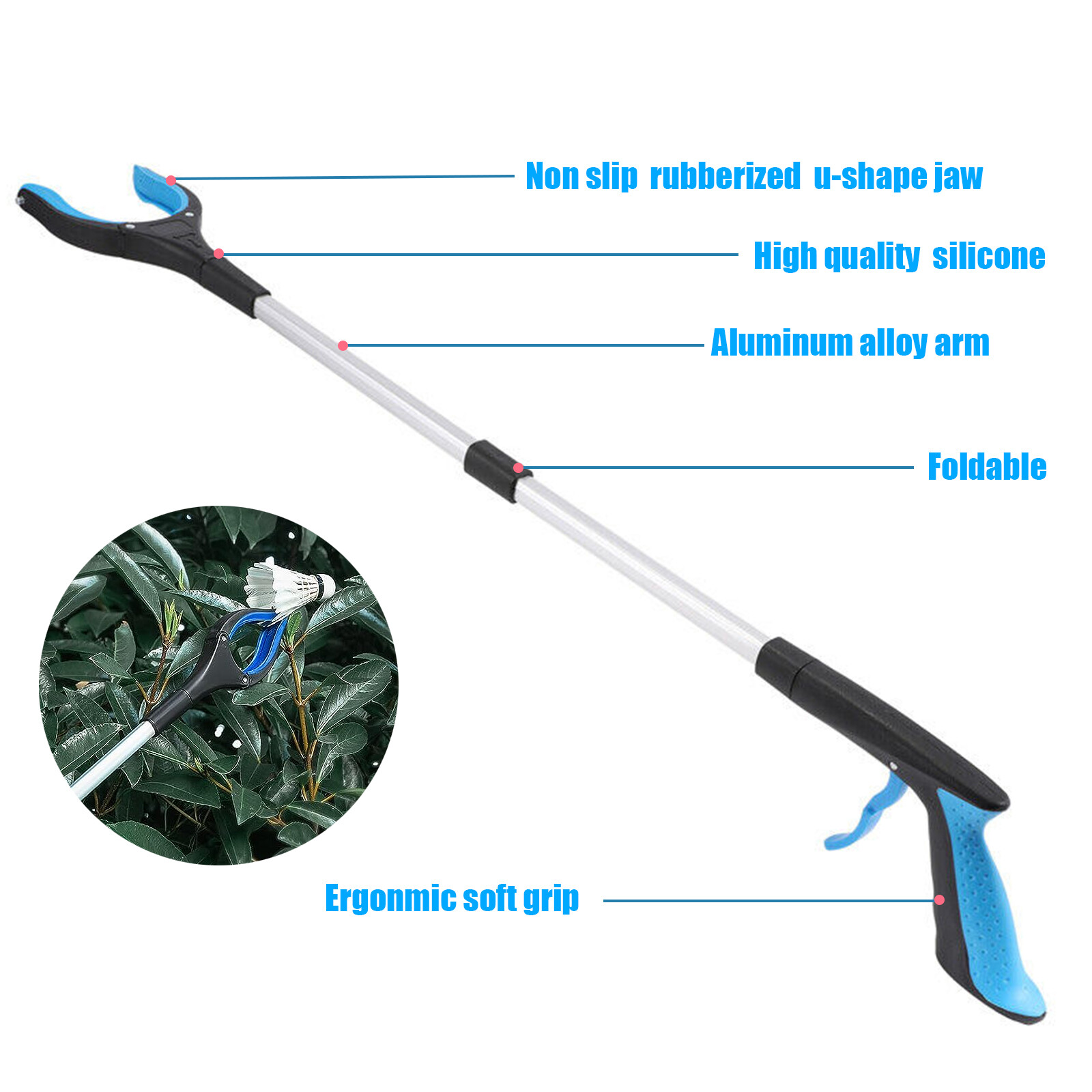 32in Grabber Tool Industrial Pick Up Stick Hand Grip Reach Trash Reacher