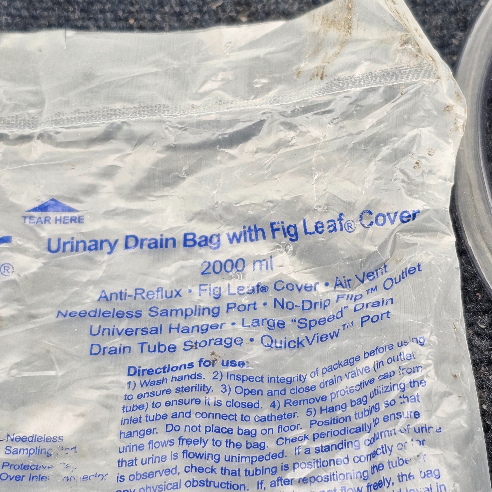 Sterigear 10273: The Fig Leaf, Urinary Drain Bag With Fig Leaf Cover 2000mL