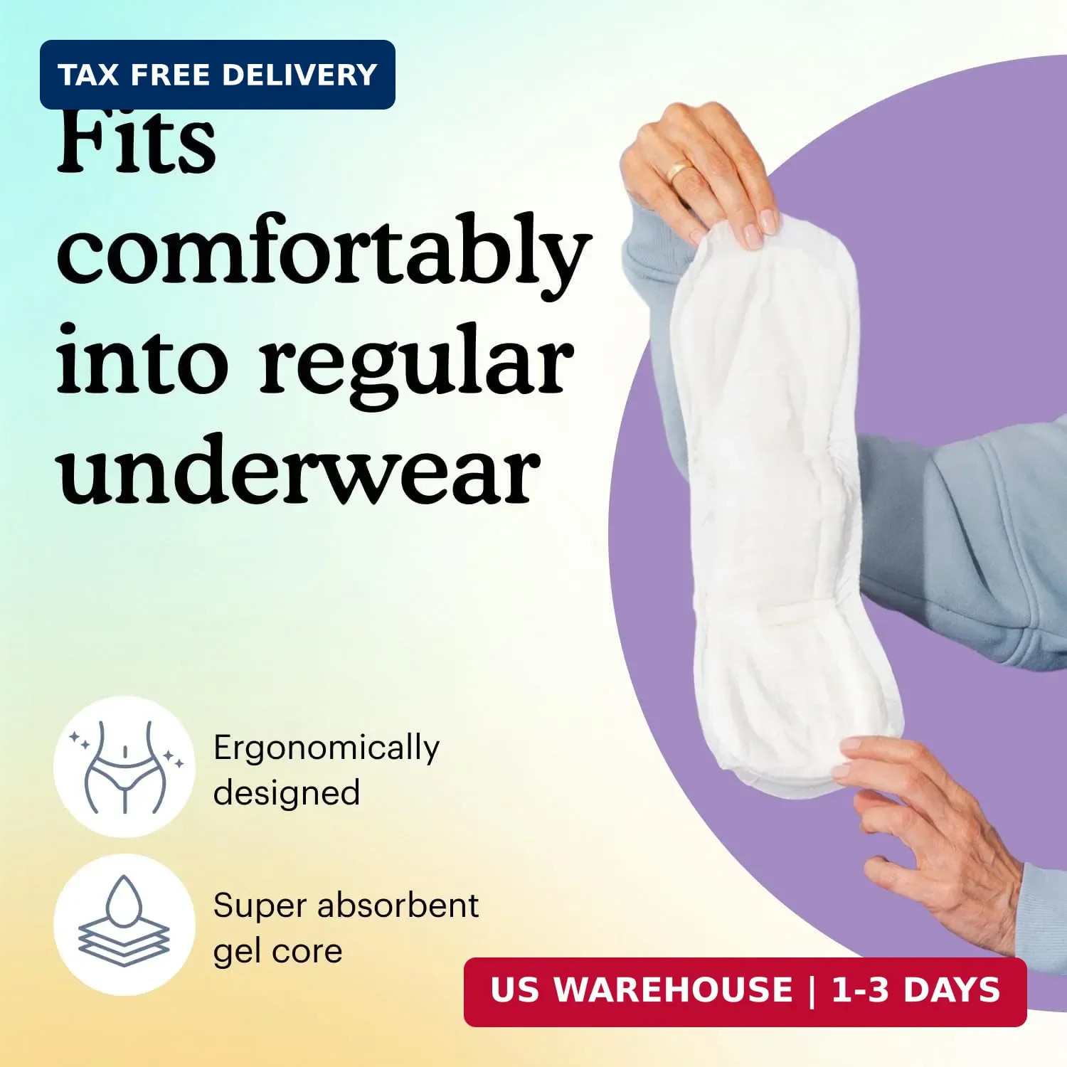 Because Overnight Incontinence Pads for Women – Moderate-to-Heavy Absorbency for