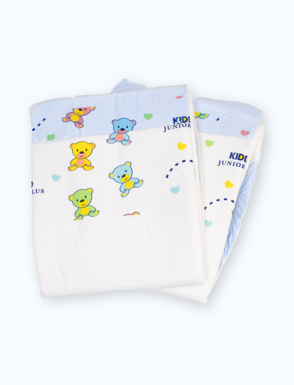 2-Pack of Kiddo Junior Plus Blue 2-Tape Plastic Backed Diaper Size Large ABDL
