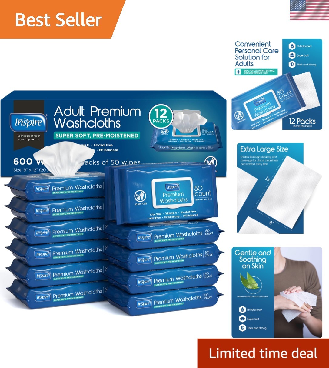 Convenient Aloe Vera Adult Wet Wipes – 600 Count for Daily Hygiene and Care