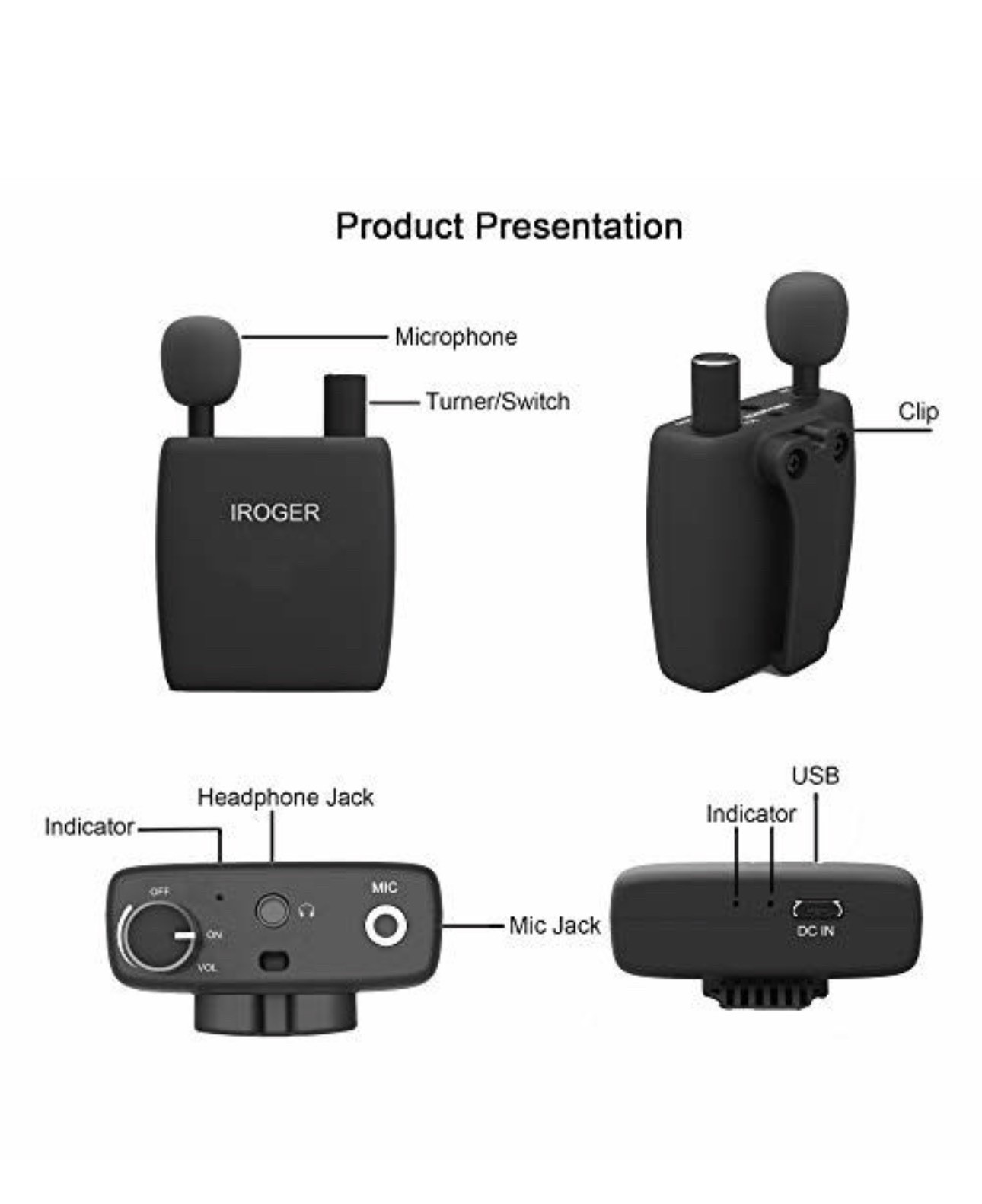 Personal Sound Amplifier, Seniors, Rechargeable Directional Mic Smart Auto-Gain